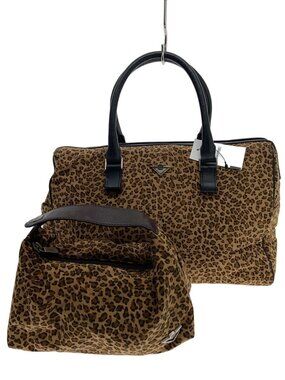 Bottega Veneta leopard weekender duffle bag black leather